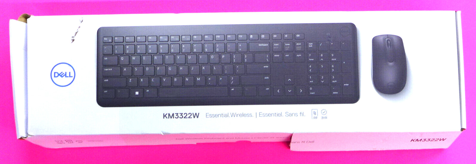 NEW Dell Essential Wireless Keyboard Mouse Assembly SPANISH Black KM3322W 255KM