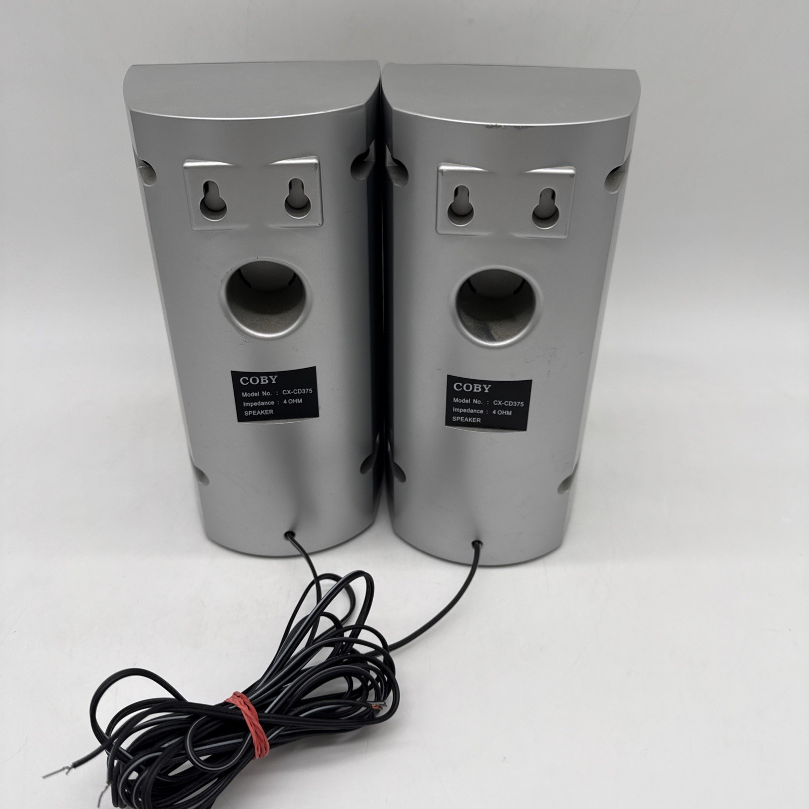 Coby CX-CD375 Speakers Pair 4 OHM Silver -- TESTED & Working