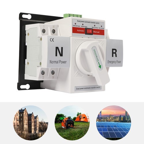 2P 63A Automatic Transfer Switch Toggle Dual Power Mini Controller Switch 110V