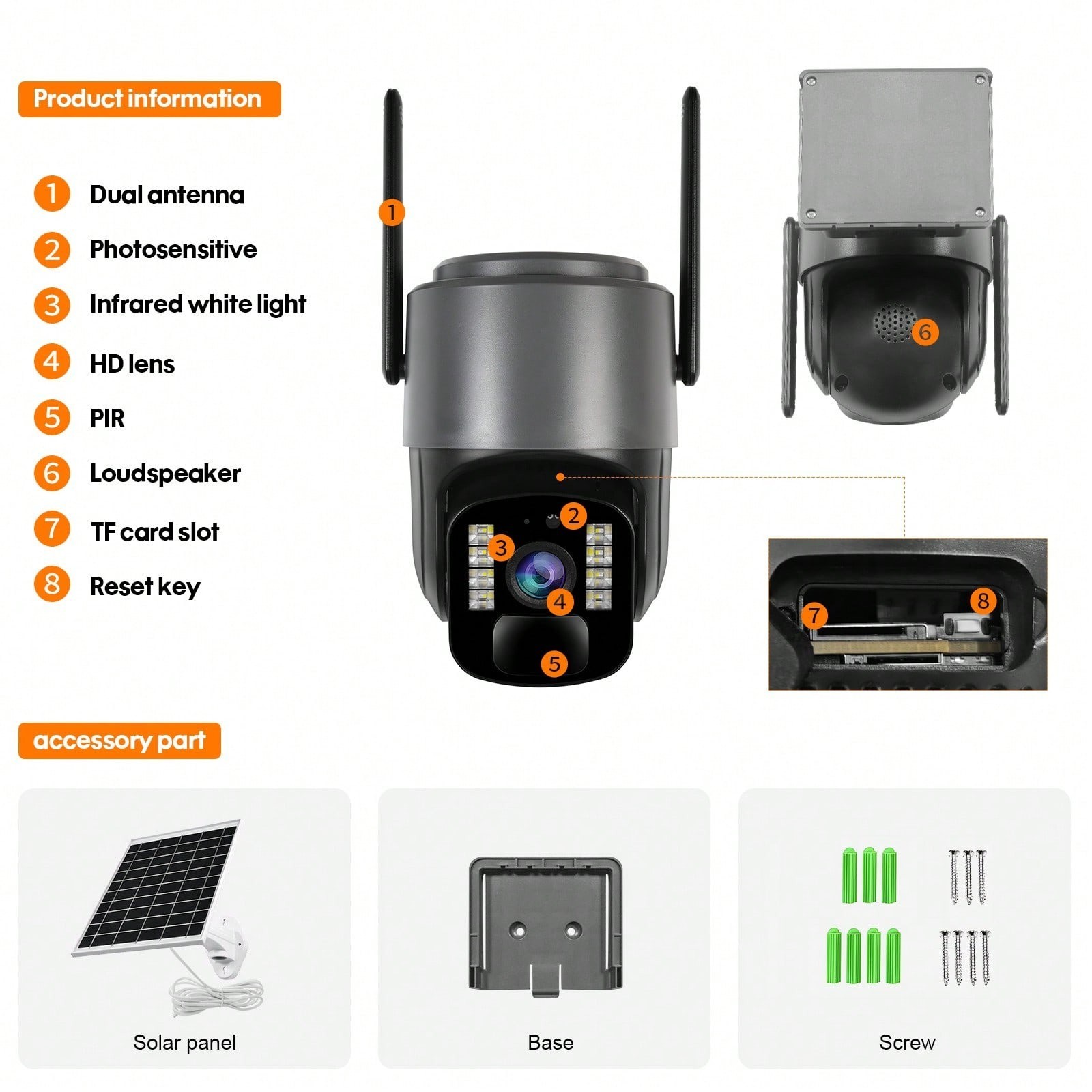 Solar Powered 1440P Wireless Security Camera PTZ 2 Way Audio Night Vision