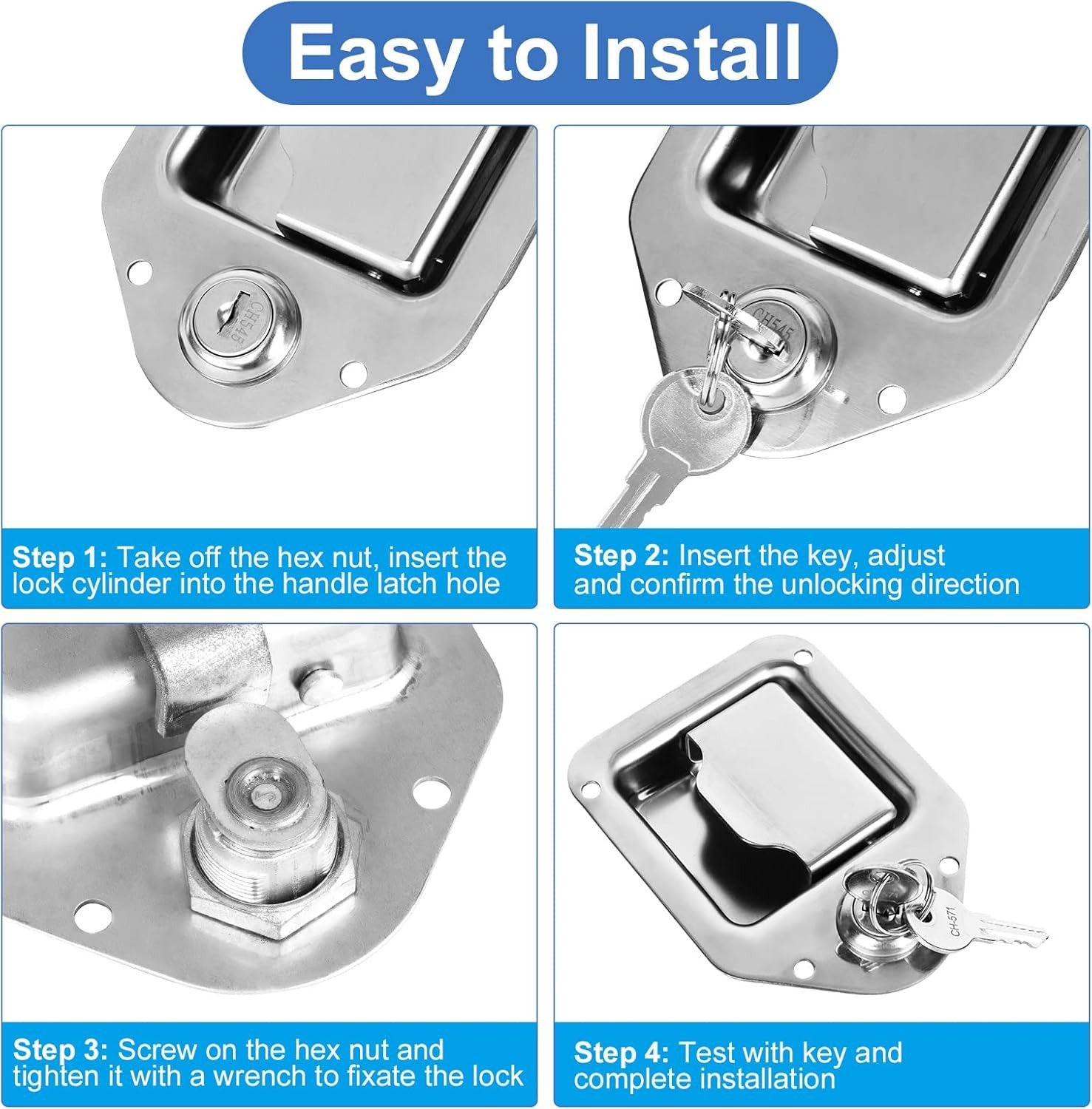 Truck Tool Box Lock Replacement, 1 Pack 1 - Random Key Code, Silver