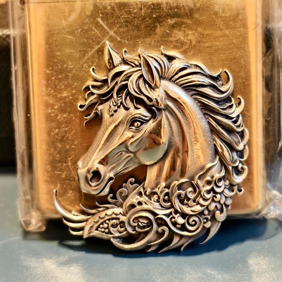 Horse Head Brass Emblem Kerosene Lighter Badge No Lighter Included
