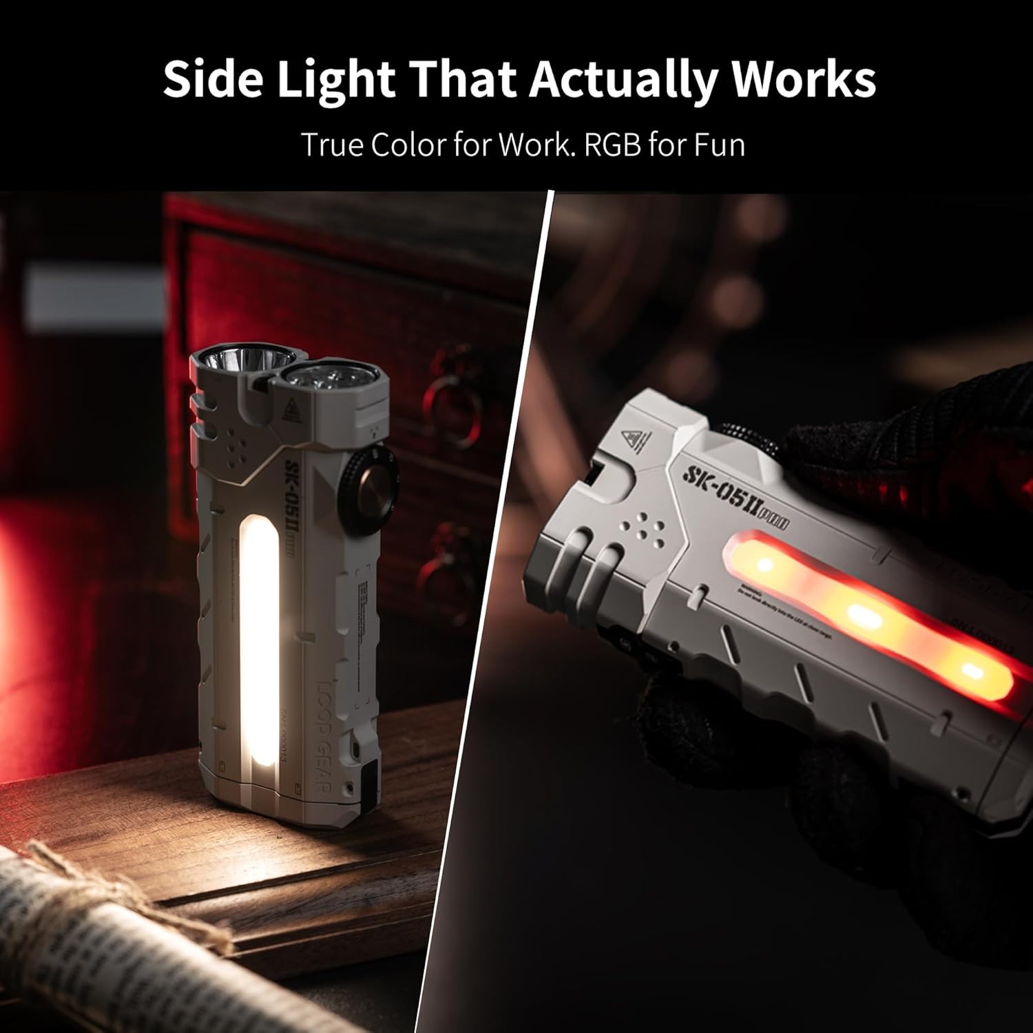 LOOP GEAR SK05 Pro 2 Mao Flat EDC Flashlight, 5000LM Rechargeable LED Flash Ligh