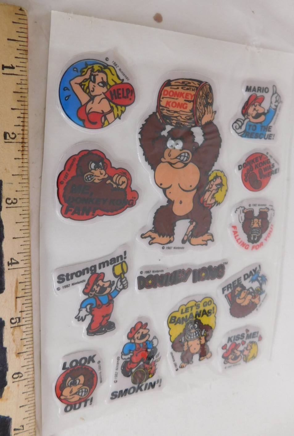 Donkey Kong Video Game Puffy Stickers Vtg 1982 NINTENDO Open with no header NOS