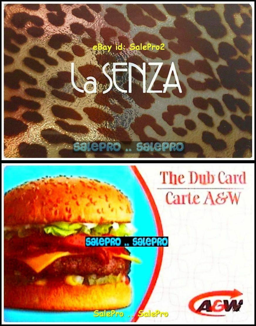 2x A&W DUB PAPA BURGER LA SENZA FASHION SEXY LINGERIE COLLECTIBLE GIFT CARD LOT