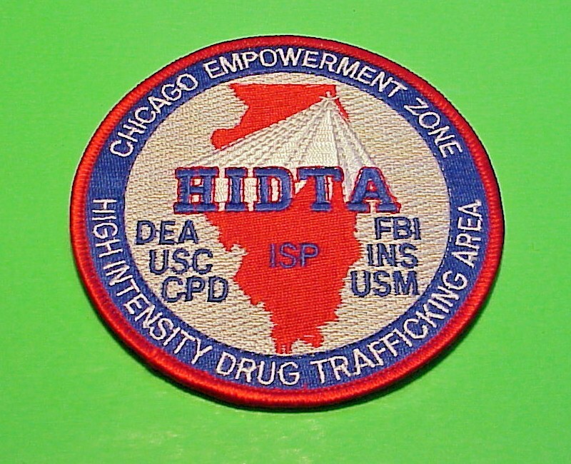 CHICAGO ILLINOIS  HIDTA HIGH INTENSITY DRUG TRAFFING AREA 4 1/4"  POLICE PATCH