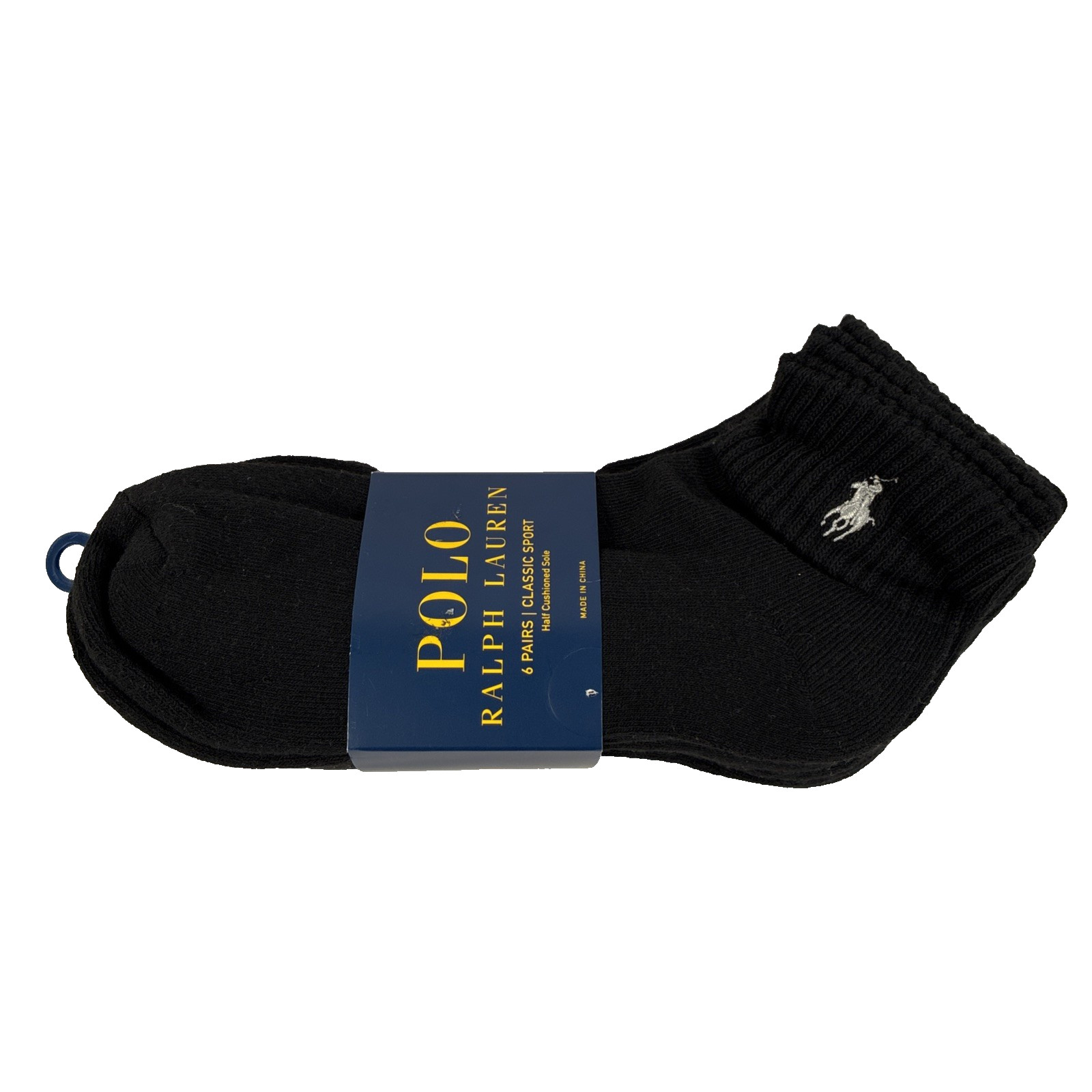 Polo Ralph Lauren Men's Classic Sport Half Cushioned Sole Socks 6 Pairs Black