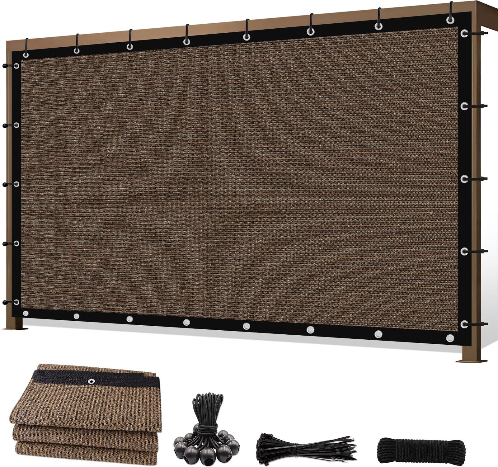 8' X 20' 90% Sun Shade Cloth Outdoor Patio Mocha Pergola Shades Cover Privacy...
