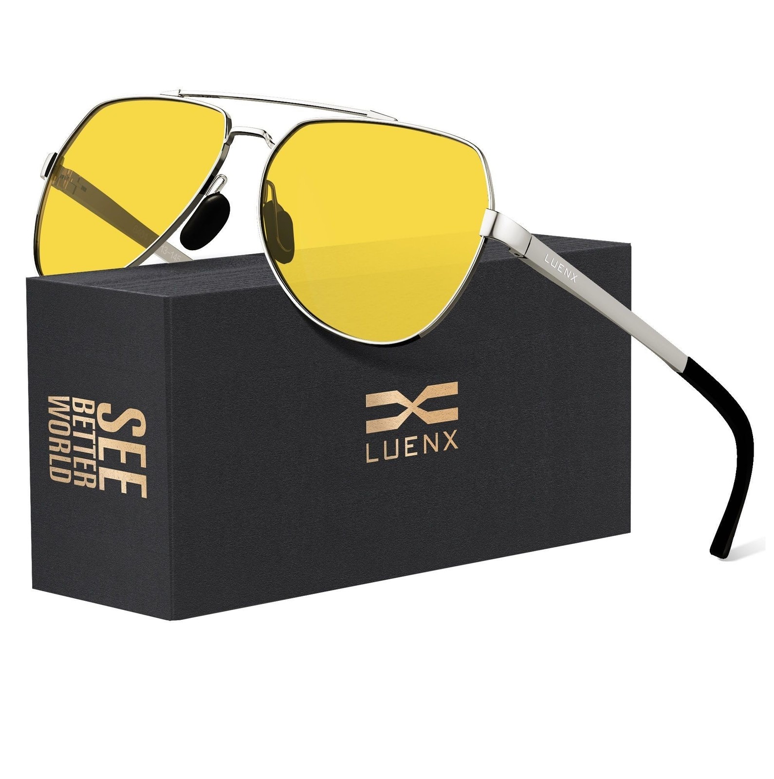 LUENX Aviator Sunglasses for Men Women Polarized New Shades Flexible Spring H...