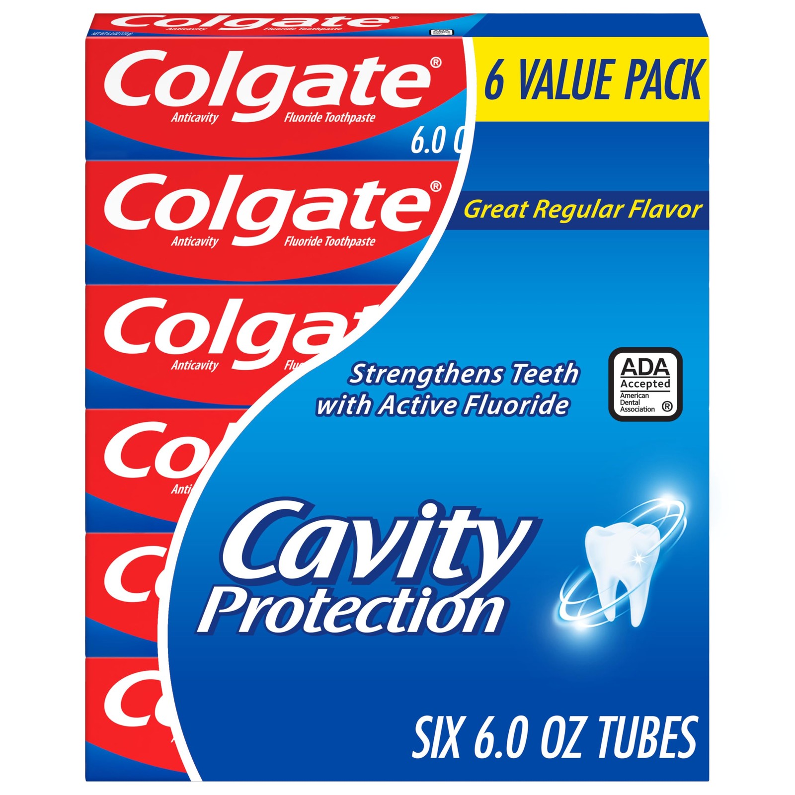Colgate Cavity Protection Toothpaste with 6 Ounce (Pack of 6), White