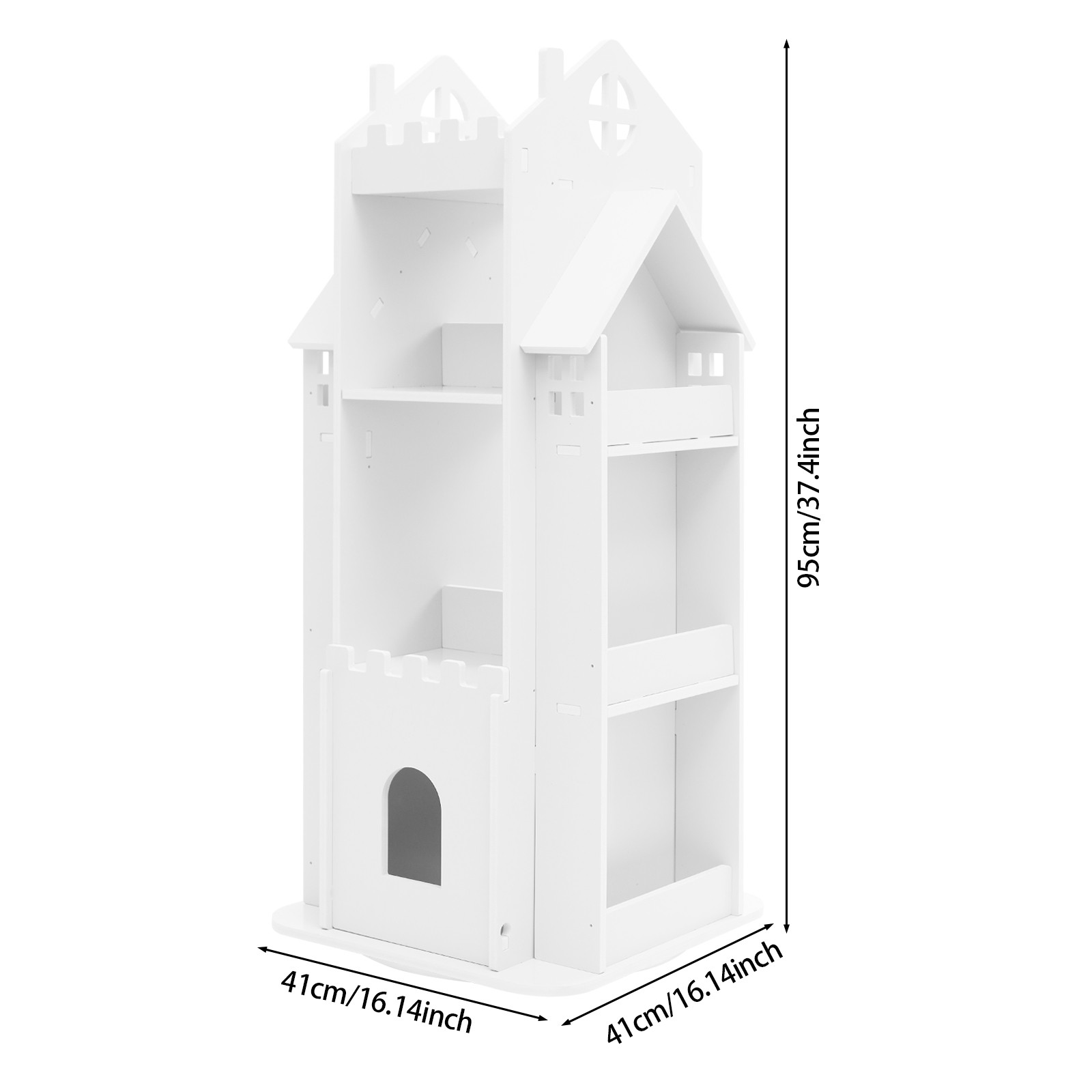 White Rotating Bookcase Kids Room Bookshelf Study Room Storage Display Shelf