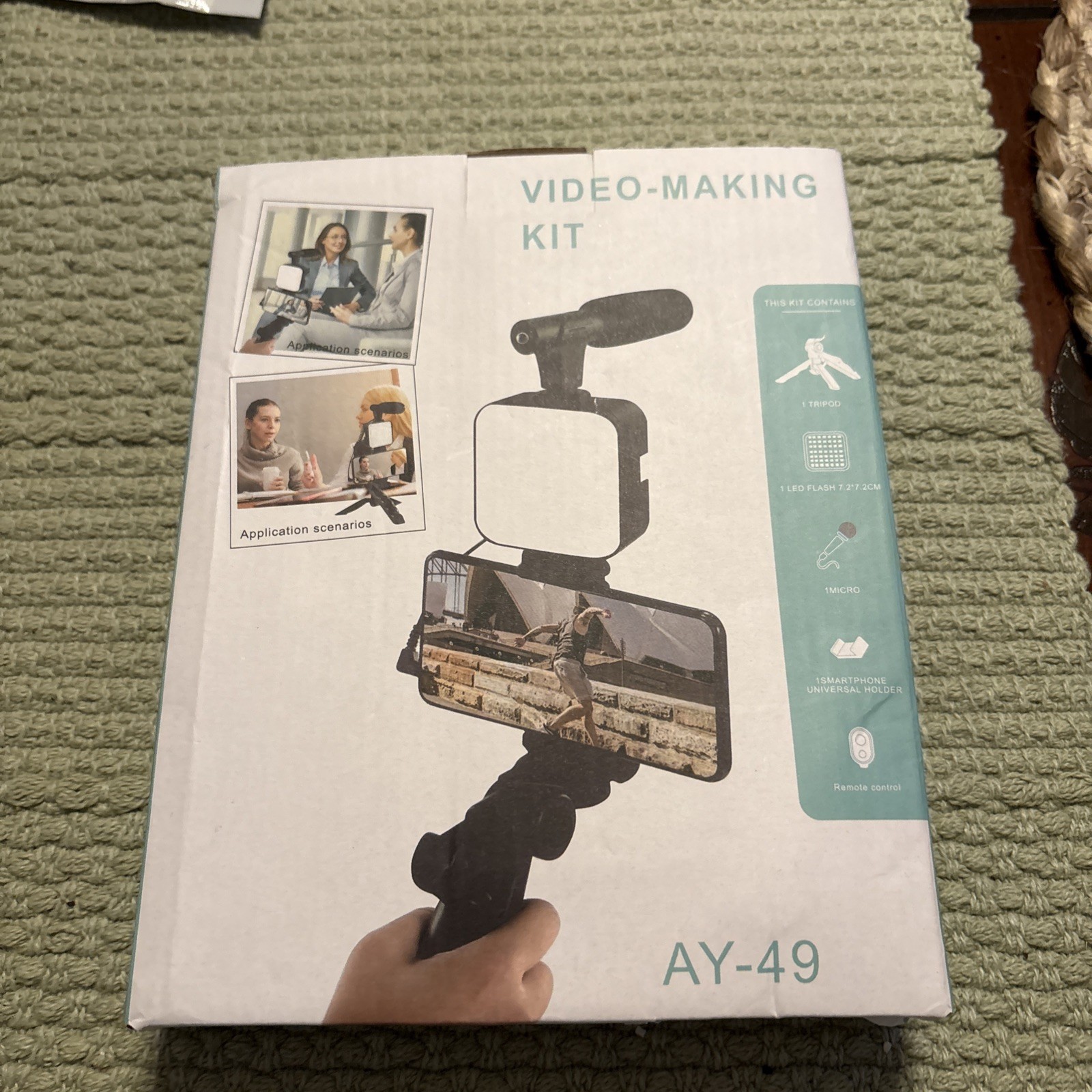 AY-49 Live Broadcast Video Making Kit Black, Tripod, Light, Microphone, remote