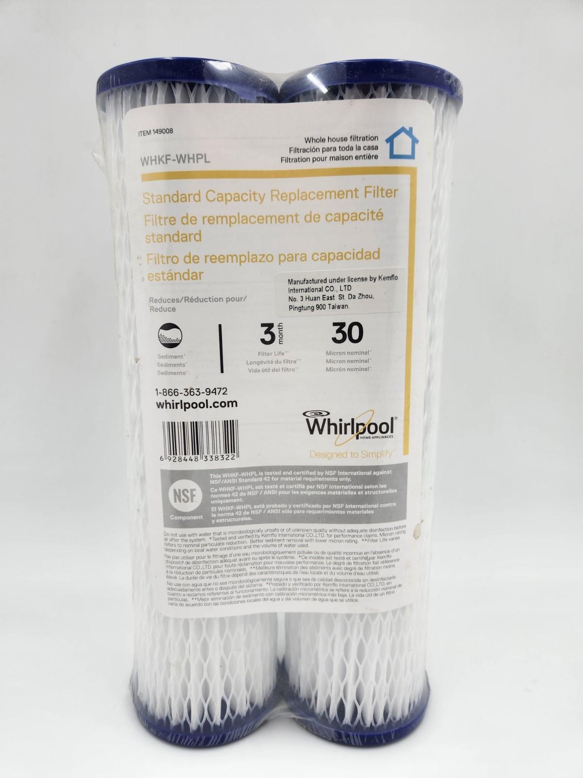 2-Pack Whirlpool Standard Capacity Whole House Filtration Filter (WHKF-WHPL)