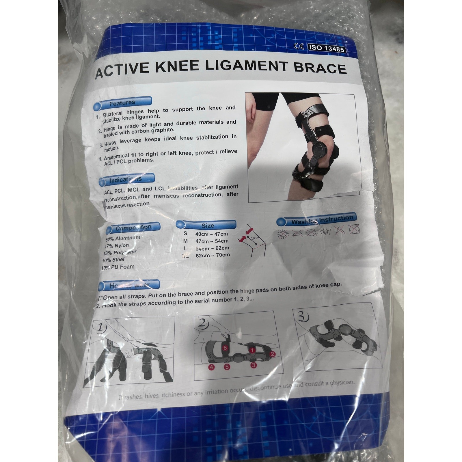 Active Knee Ligament Brace Medium Hinged Support ACL PCL MCL Injury Stabilizer