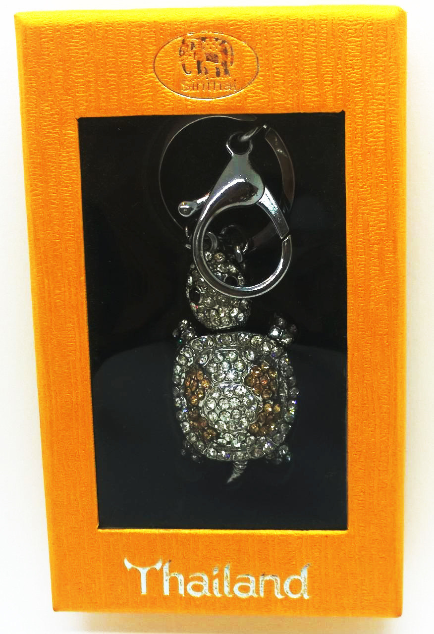 Diamond Turtle Pendant Silver Keychain Backpack Accessory Animal Keyring Gift