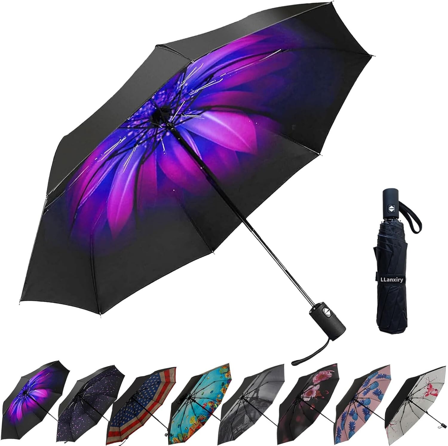 Compact Travel Umbrella,Windproof Waterproof Stick Umbrella Protection Golf Umbr