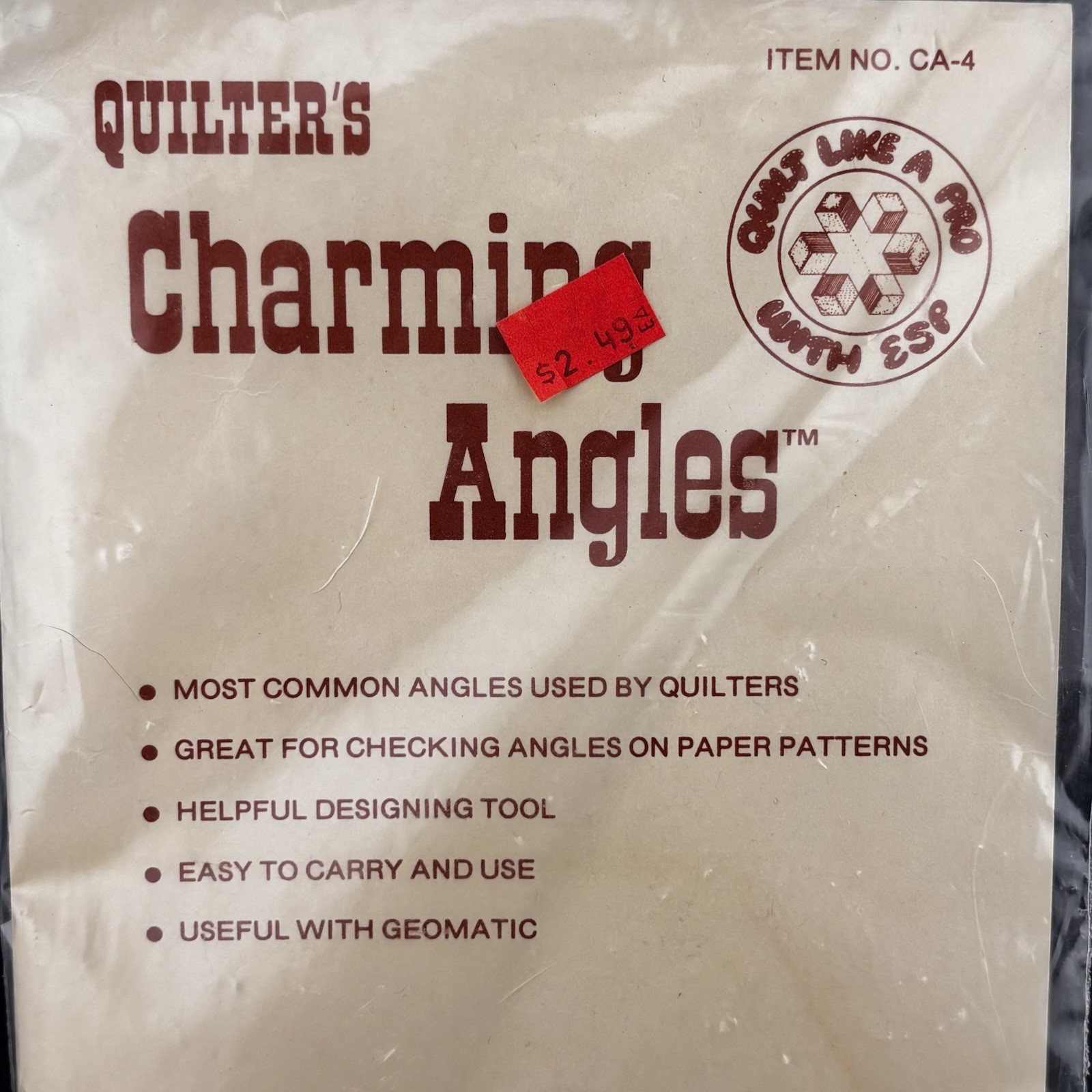 Quilters Charming Angles Common Angle Template “Quilt Like A Pro”