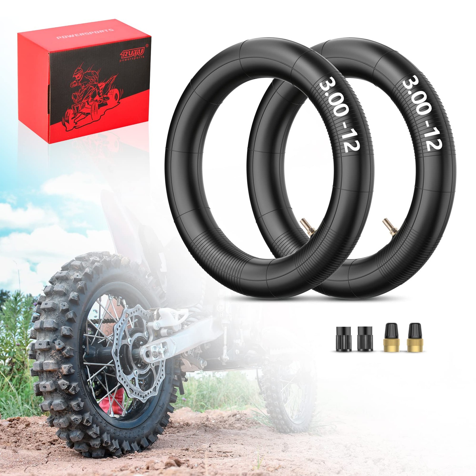 3.00/3.50-12" Dirt Bike Tube 80/100-12 Motocross Bike Tire with TR4 Straight ...