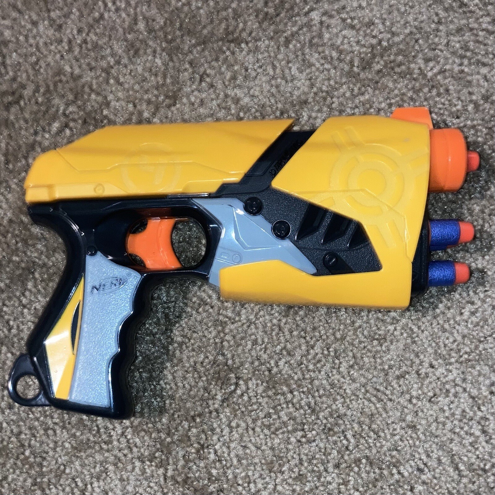 NERF Dart Tag Pistol Yellow with Four Darts Tested And Works As It Should