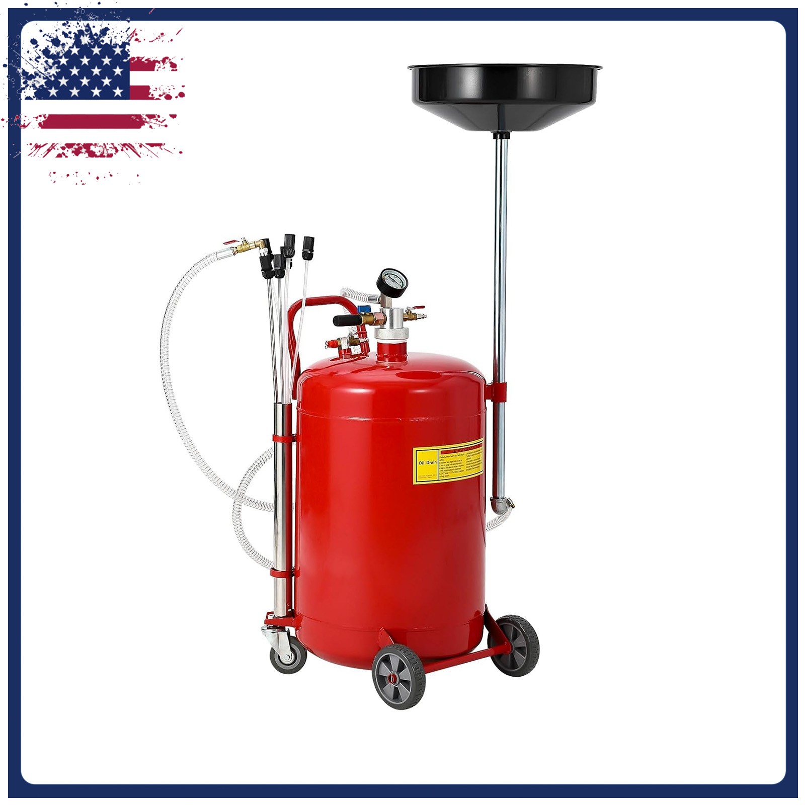 Oil Drain Tank, 20 Gallon Oil Drain Vacuum, Air Operated Drainer for Oil Change