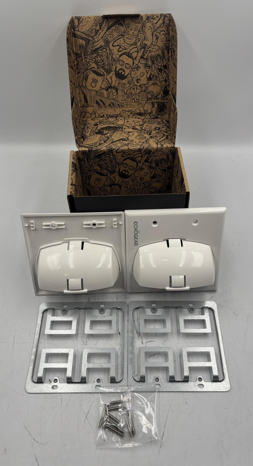 ECHOGEAR EGAV-CMIWPTDW In-Wall Cable Pass Through Dual Gang White Pair