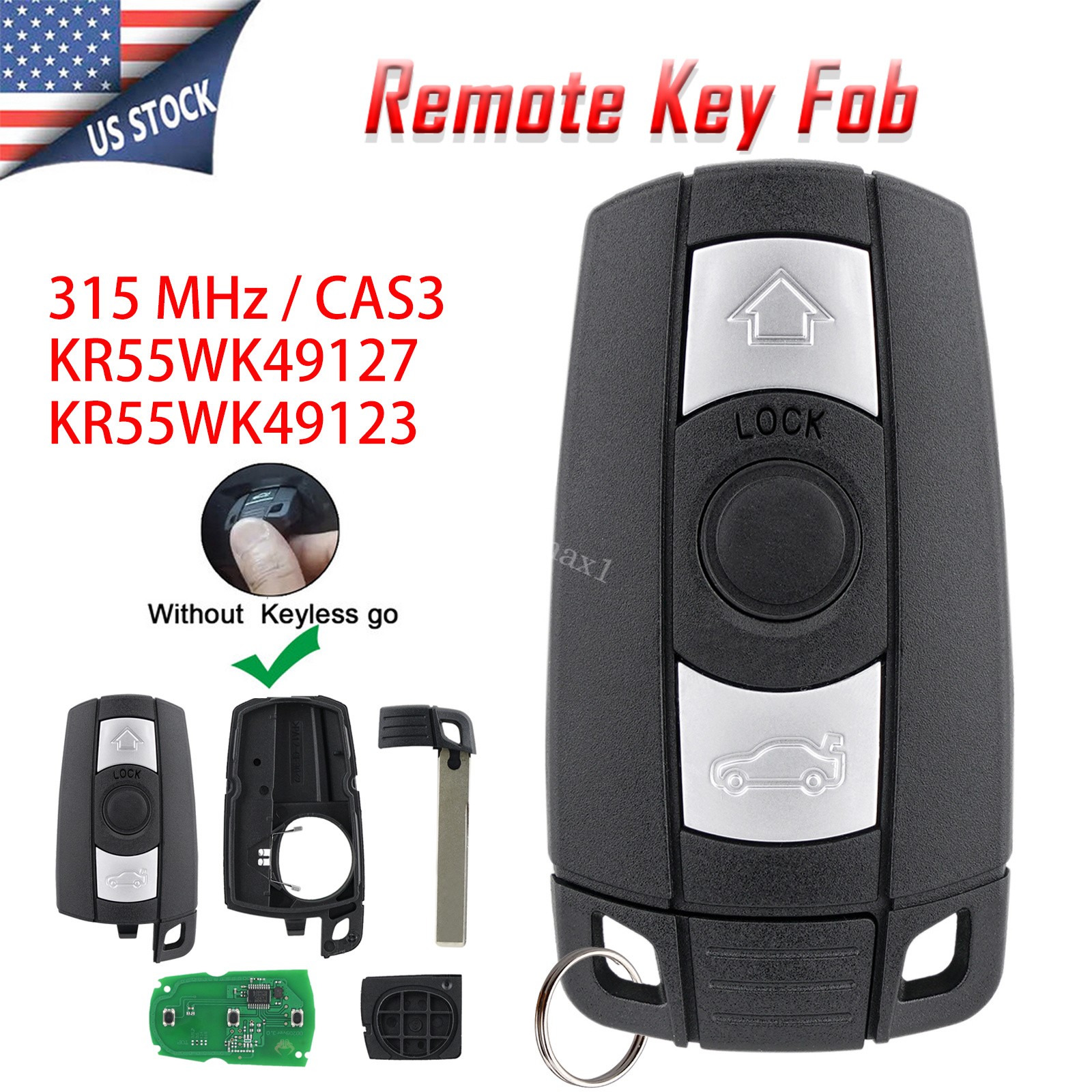 Remote Car Key Fob For BMW 328i 525i 530i 2007 2008 2009 2010 2011 KR55WK49123