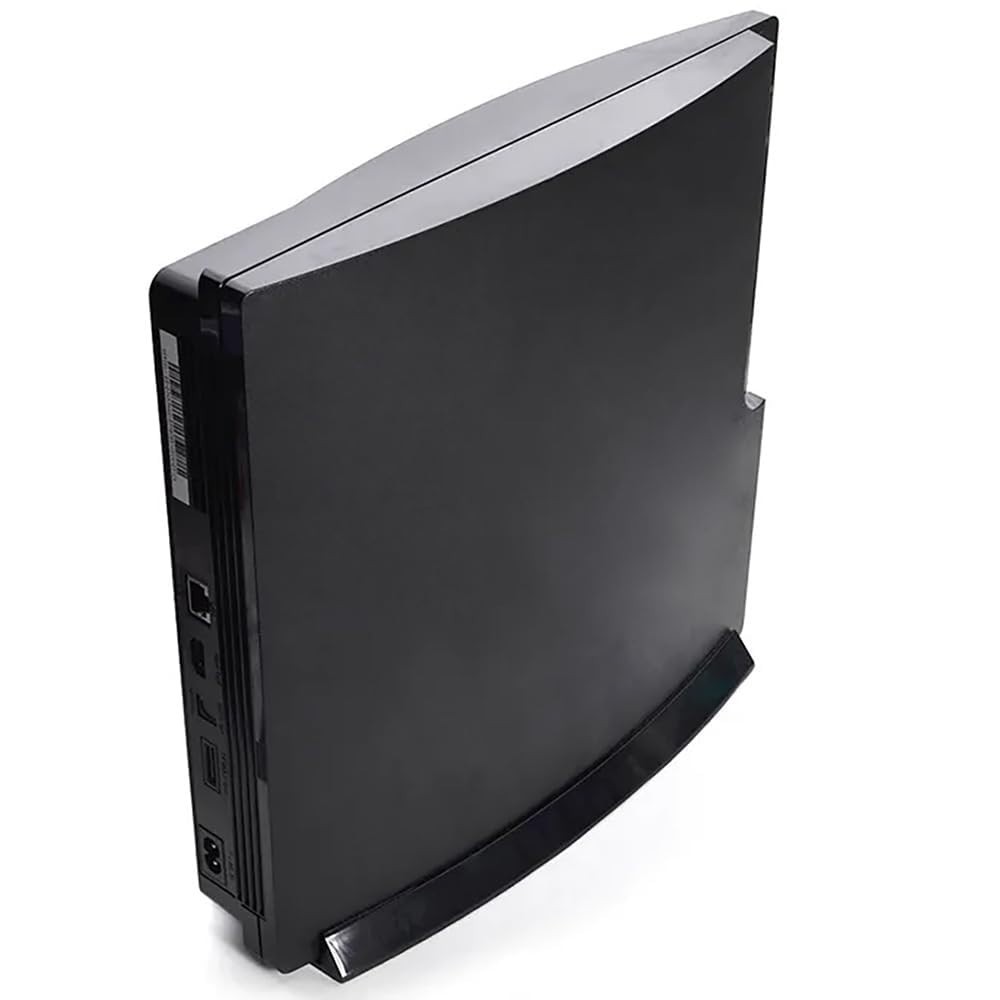 Skid-Proof Vertical Stand for PS3 Slim Console - Black, Secure & Space-Saving De