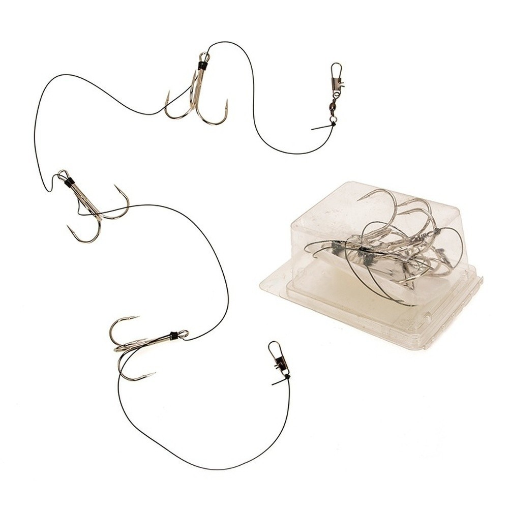 Treble Hook Triple-pointed Design Pre-tied 1m Length Saltwater-grade Metal