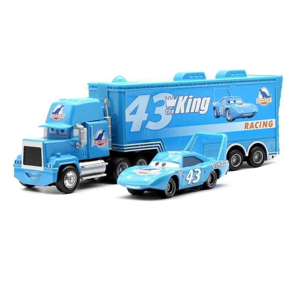 Disney Pixar Cars Dinoco The King No.43 Hauler Truck with Race Car 1:55 Diecast