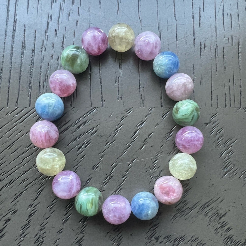 Lepidolite kyanite bracelet 11mm SIZE 6.75’