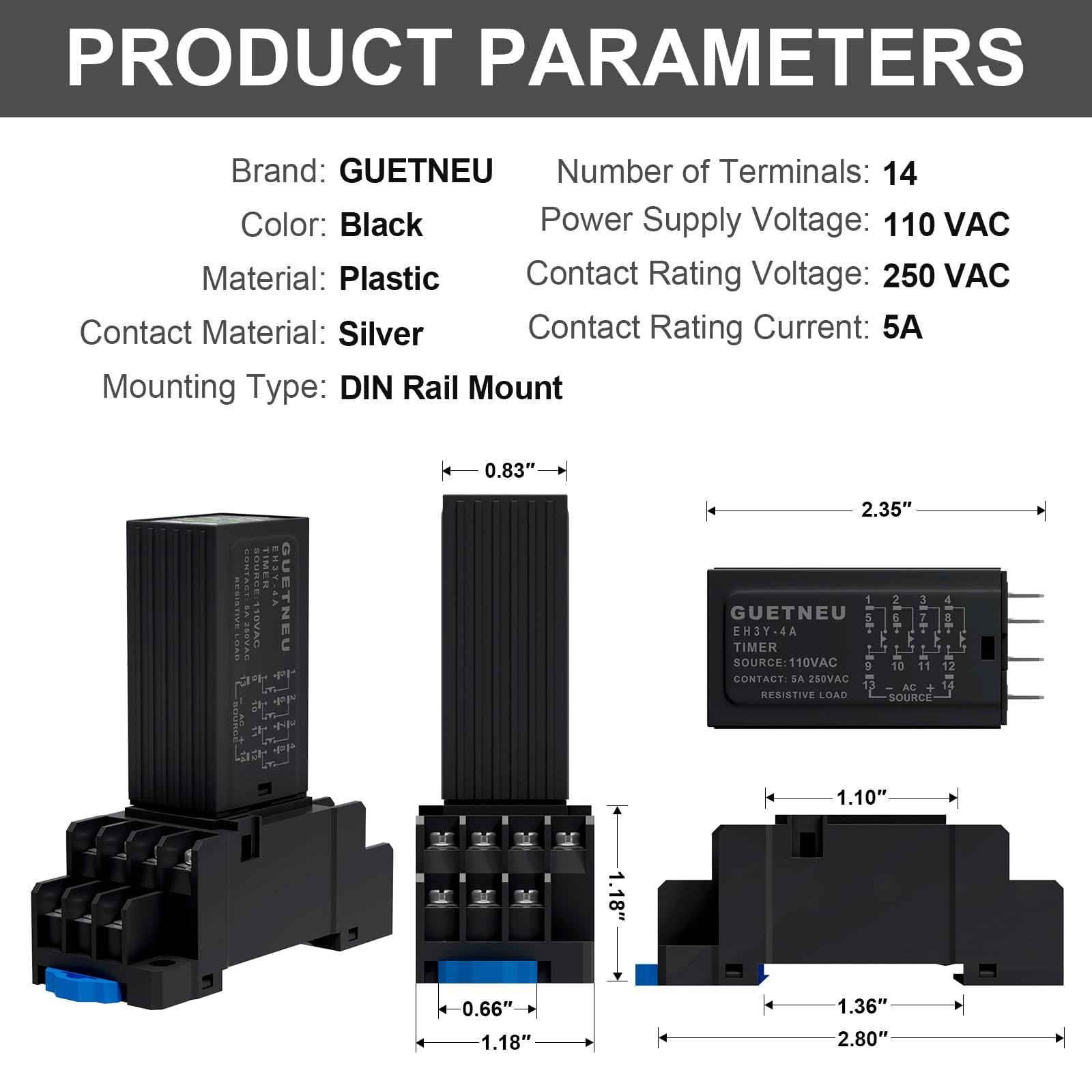 LCD Digital Display Time Relay, Time Control Delayer | Dual Time with Plug-in...