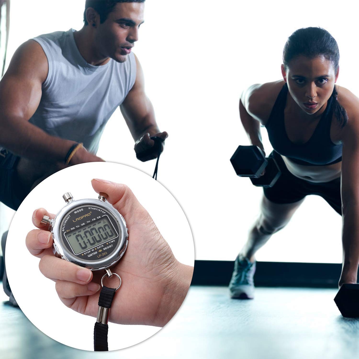 Stopwatch,1/100th Second Clock Daily Rainproof Digital Timer for Sports Match...