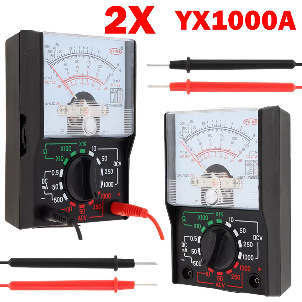 2PC Analog Multimeter Voltmeter Ammeter Ohmmeter Tester Meter OHM Volt AC/DC US