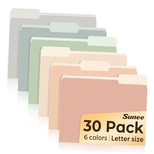 File Folders, 30 Pack Manilla Folders 8.5 x 11, Colored File Pastel Colors