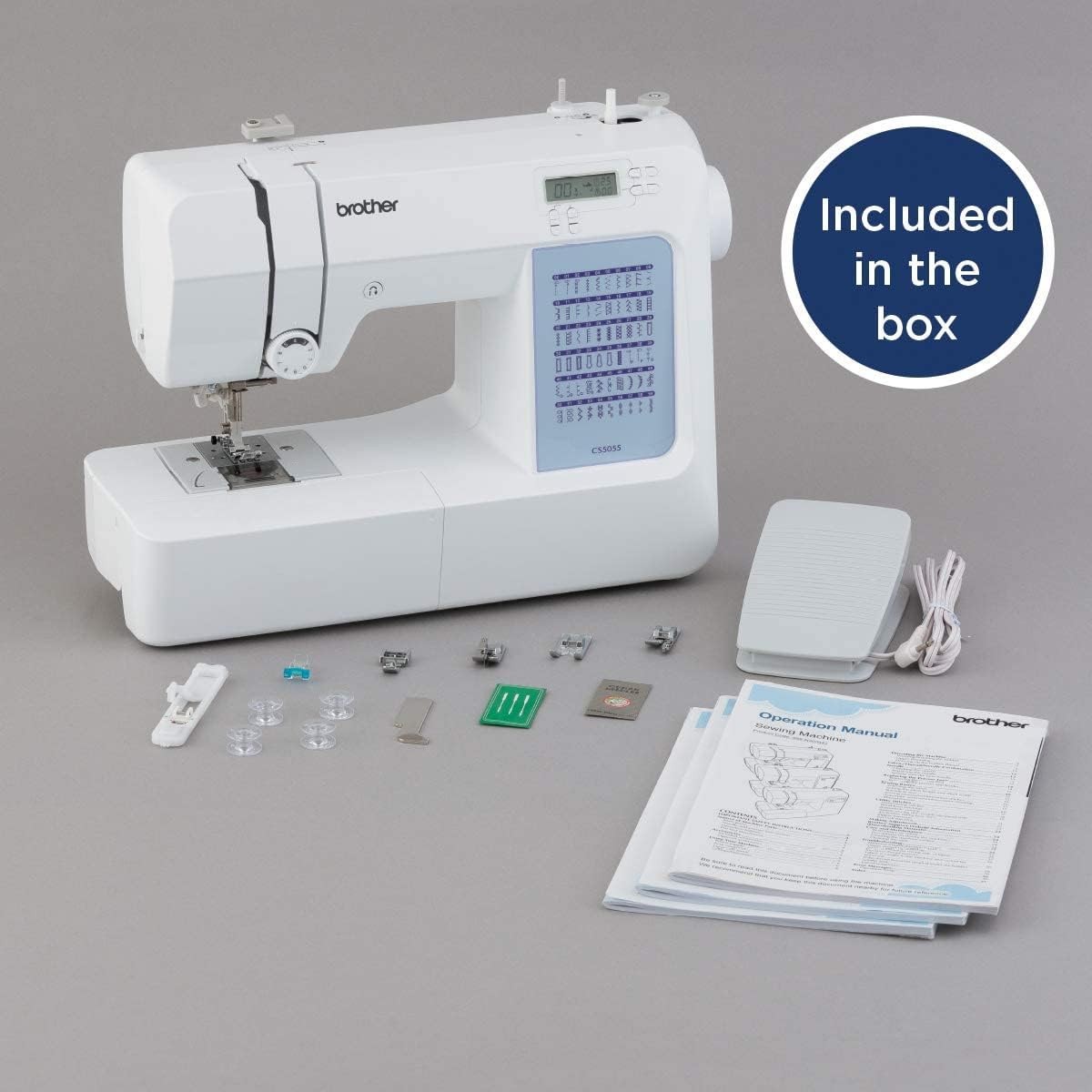 CS5055 Computerized Sewing Machine, 60 Built-in Stitches, LCD Display, 7 Include