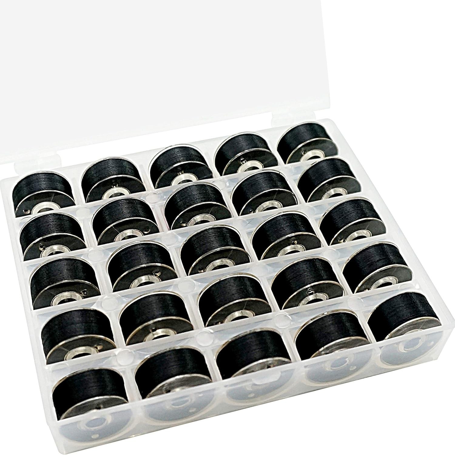Polyester Embroidery Bobbins in Black 60wt (25 Pack)