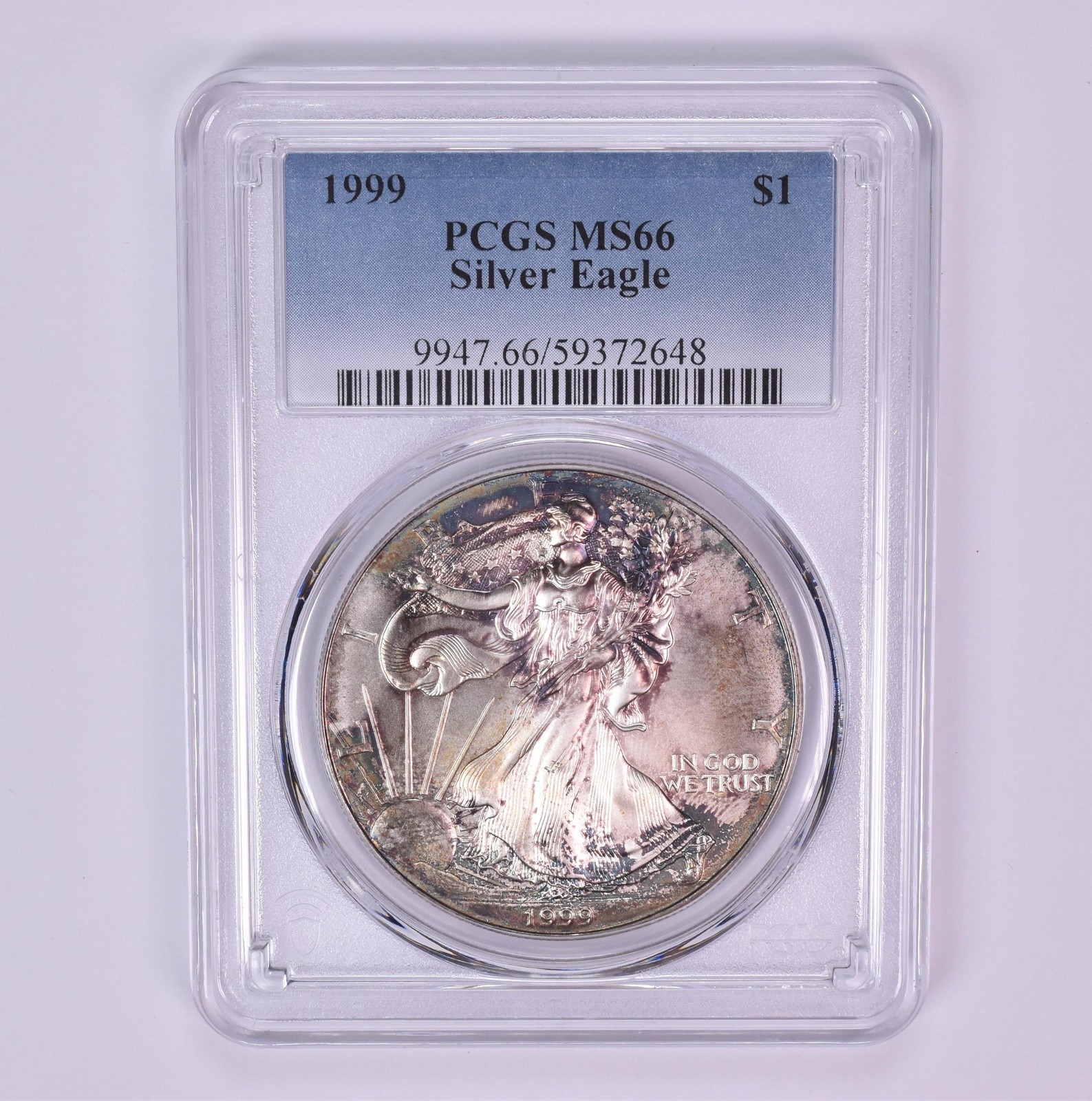 1999 American Silver Eagle MS66 PCGS Beautiful Tone *1491