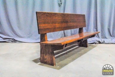 Solid Oak Chuch Pew, Midcentury Modern Church Salvage, 78" Wide Bench