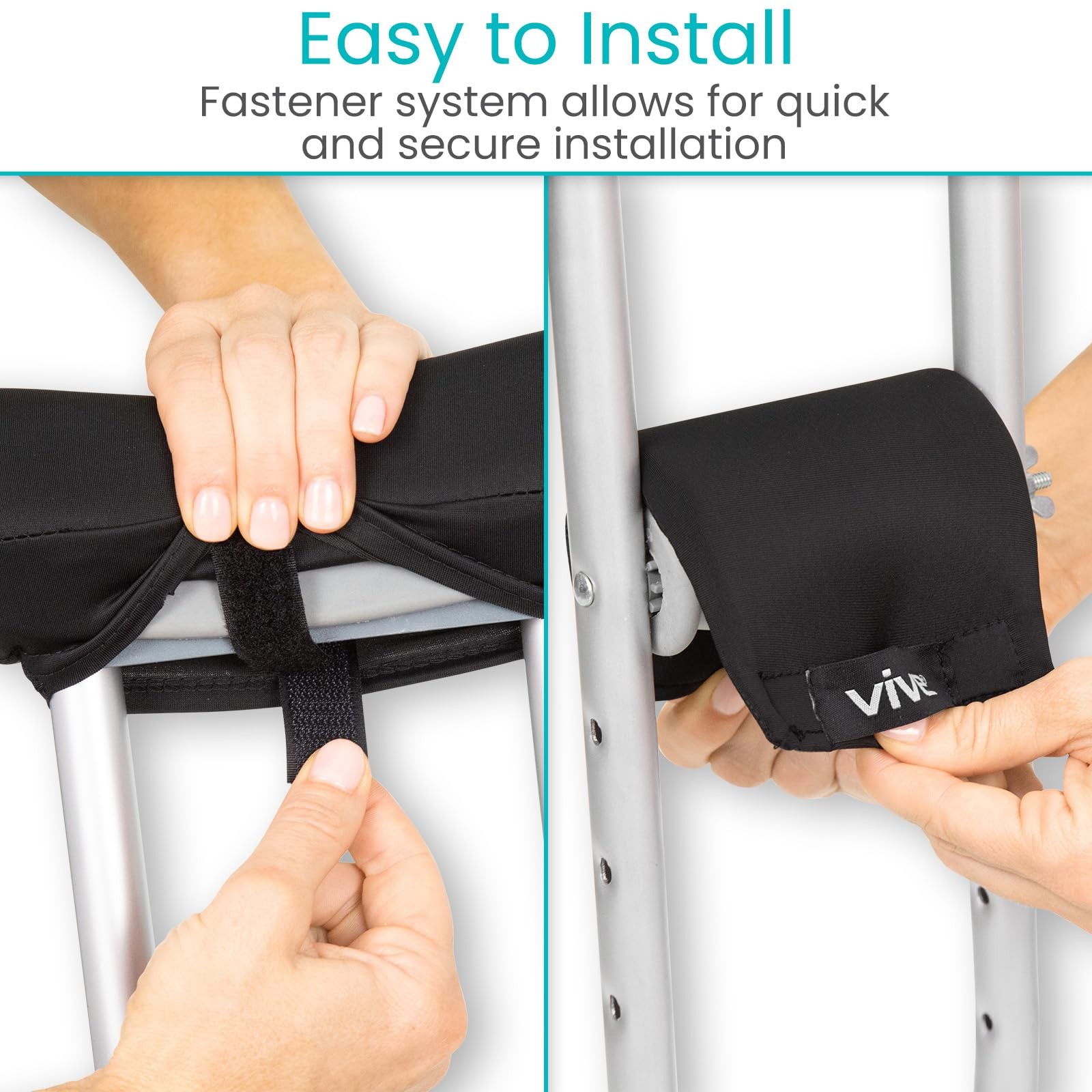 Vive Premium Crutch Pads & Hand Grips - 2 Count (Pack of 1), Black