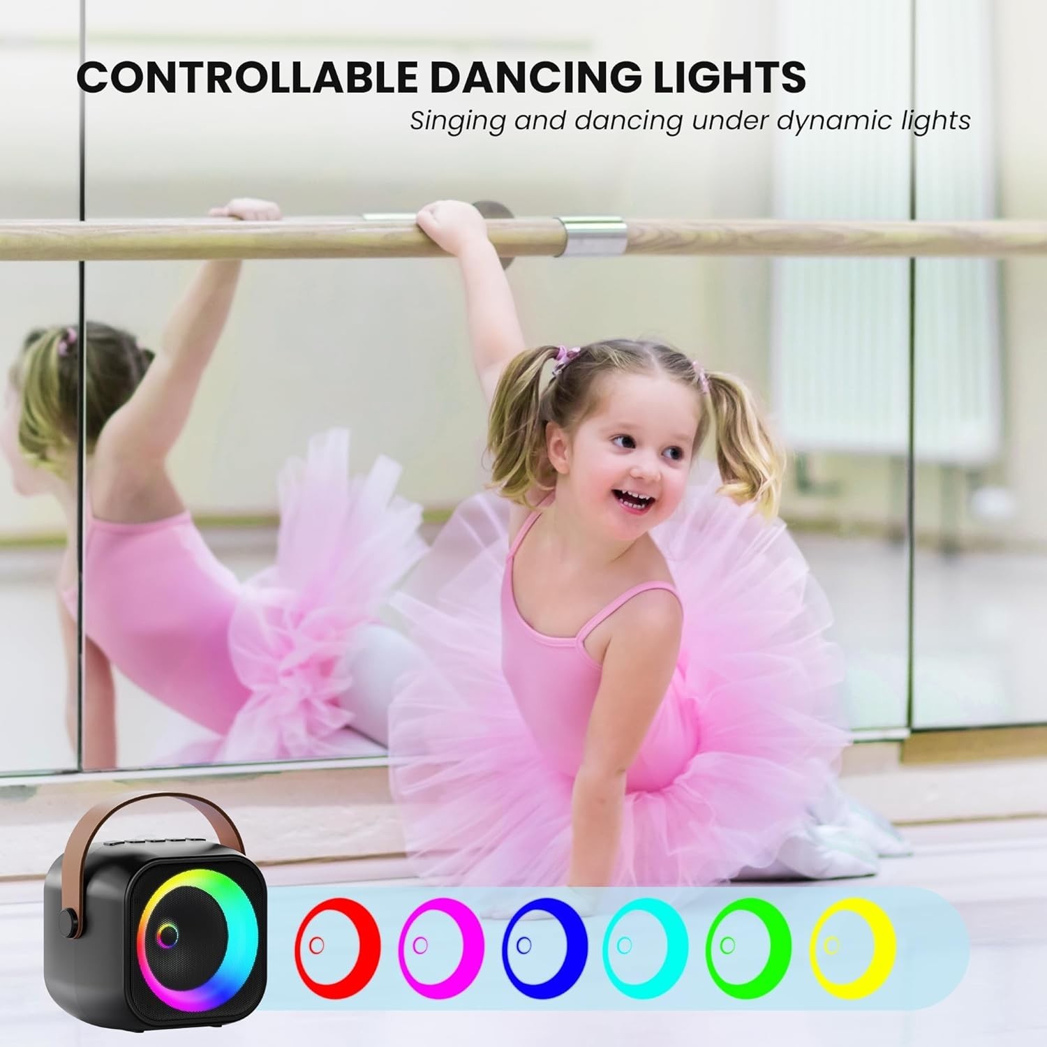 Mini Karaoke Machine, Portable Bluetooth Karaoke Speaker with 2 Wireless Micr...