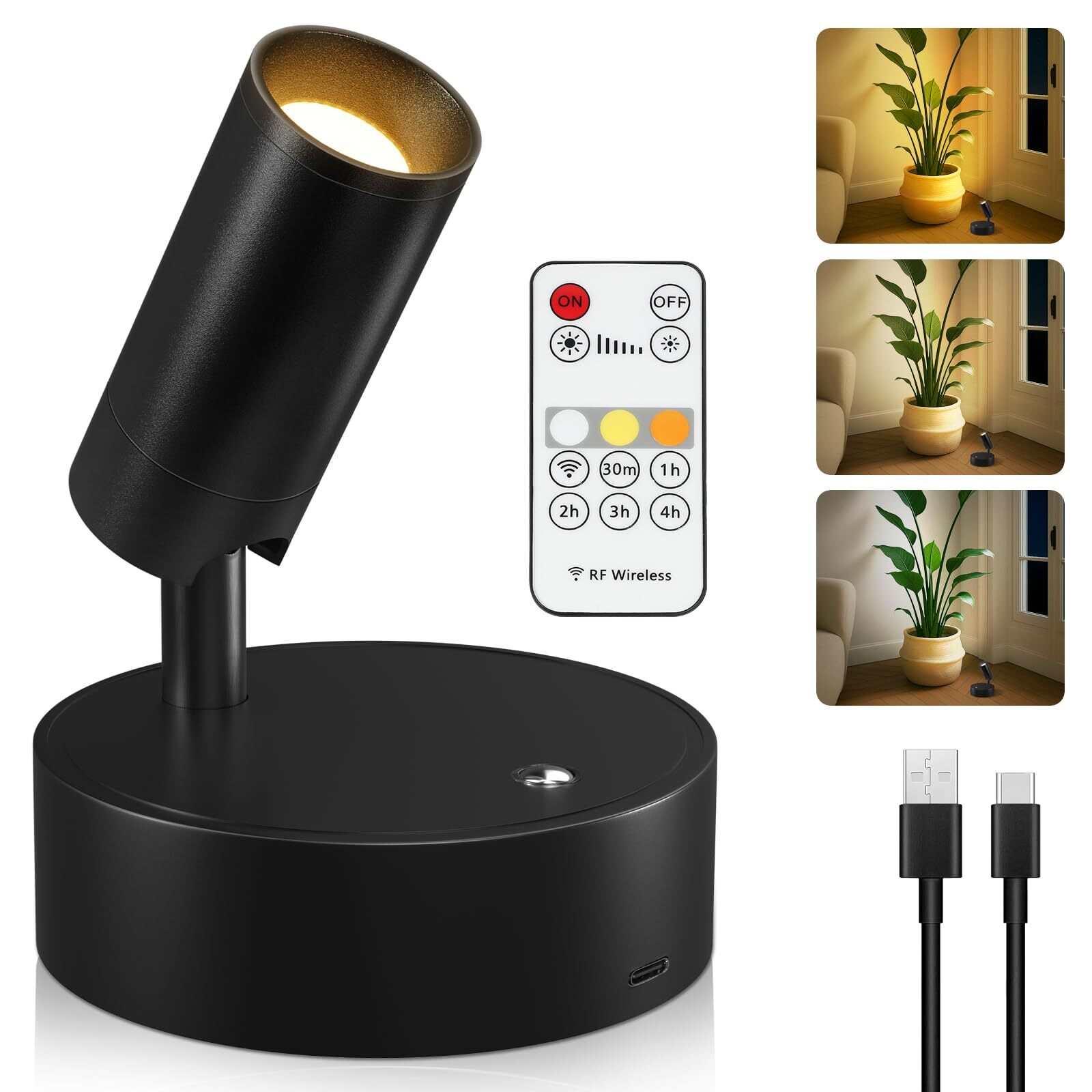 Spot Lights Indoor Wireless LED Spotlight Uplighting Indoor with Remote and D...