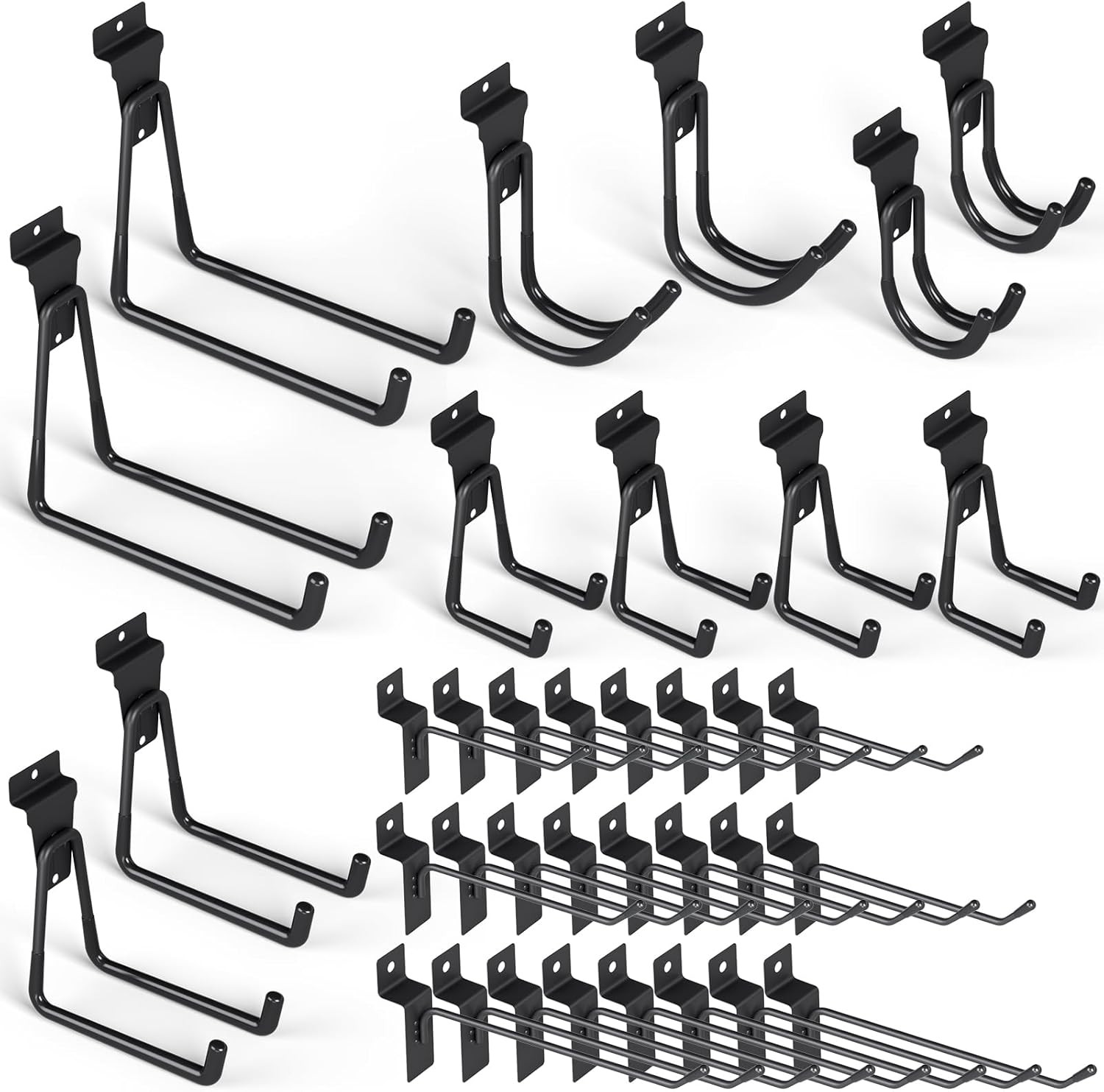 36 Pack Heavy Duty Slatwall Hooks Black Slatwall Panel Accessories Assortment...