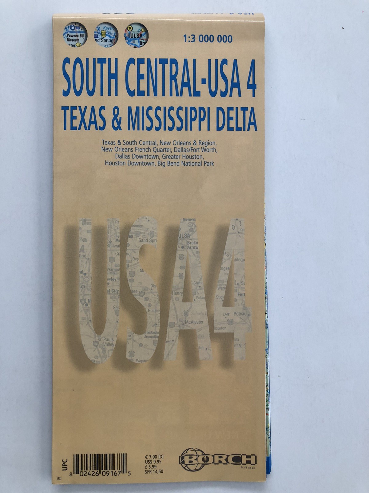 Map South Central-USA 4-Texas & Mississippi Delta -Laminated Borch Road Map 2006