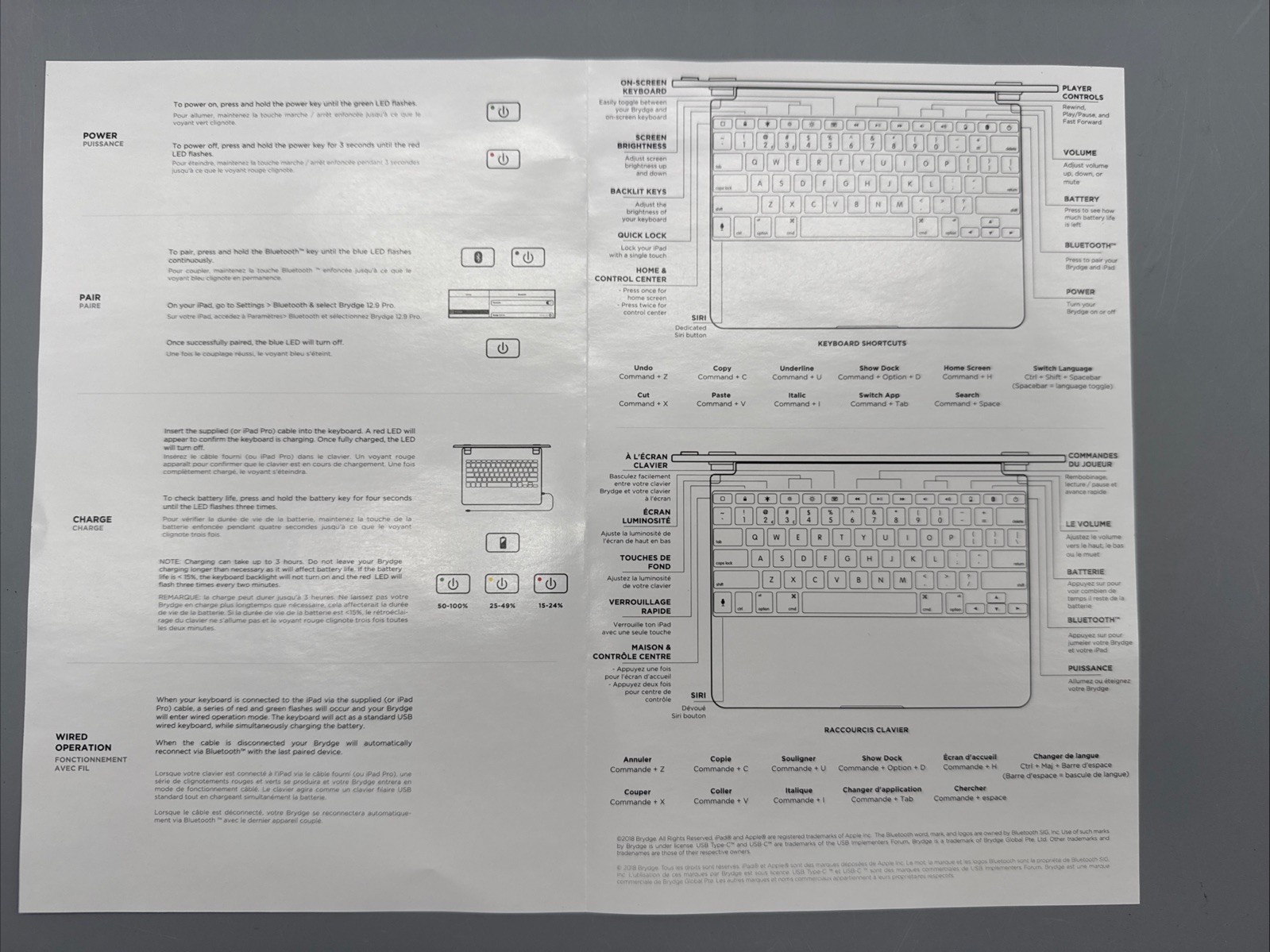 Brydge Wireless Bluetooth Keyboard W/ Backlit Keys for iPad 12.9” Pro 3rd or 4th