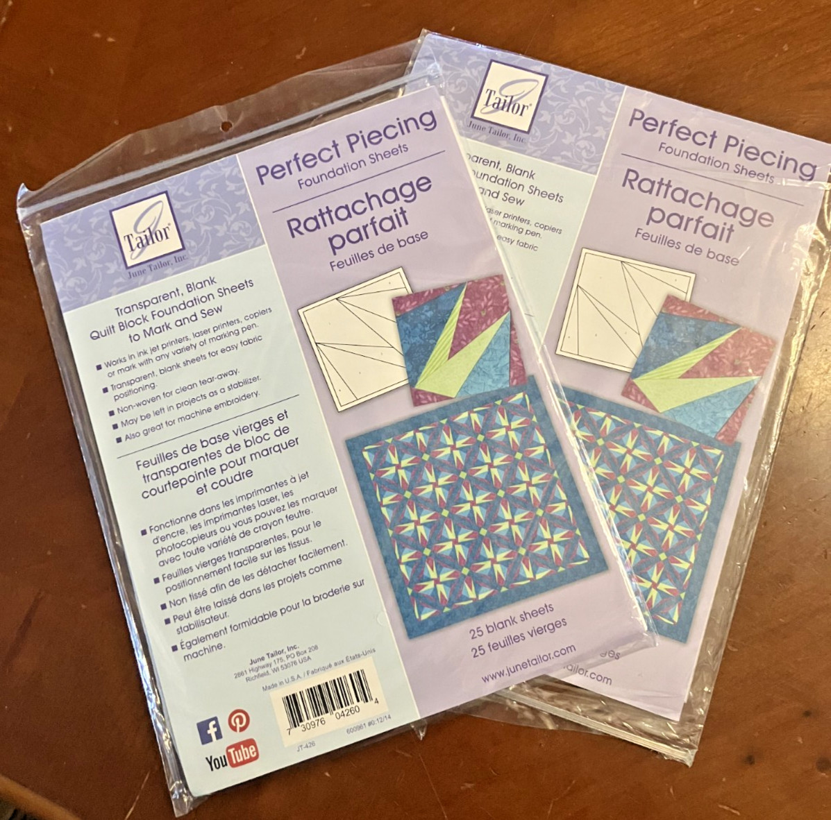 June Tailor Perfect Piercing Quilt Block Foundation Sheets 1 pack 25 & 1 with 5