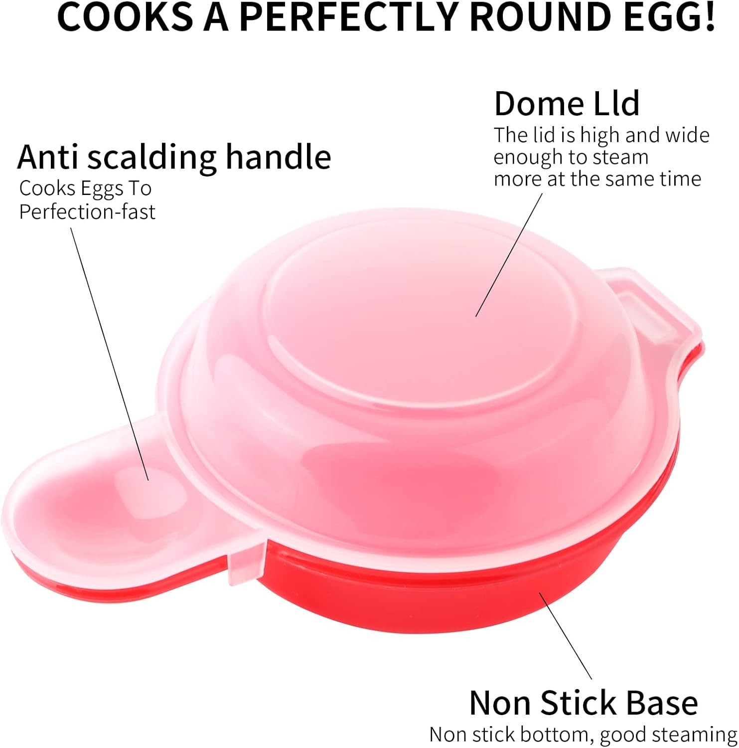 2 sets Microwave Egg Cooker,1 Minute Fast Hamburg Omelet Maker Red
