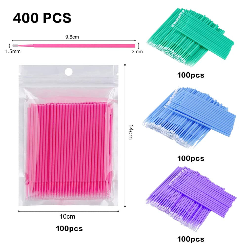 400Pcs Micro Applicators Brushes,Disposable Eyelash Extension Swabs,Make up Masc