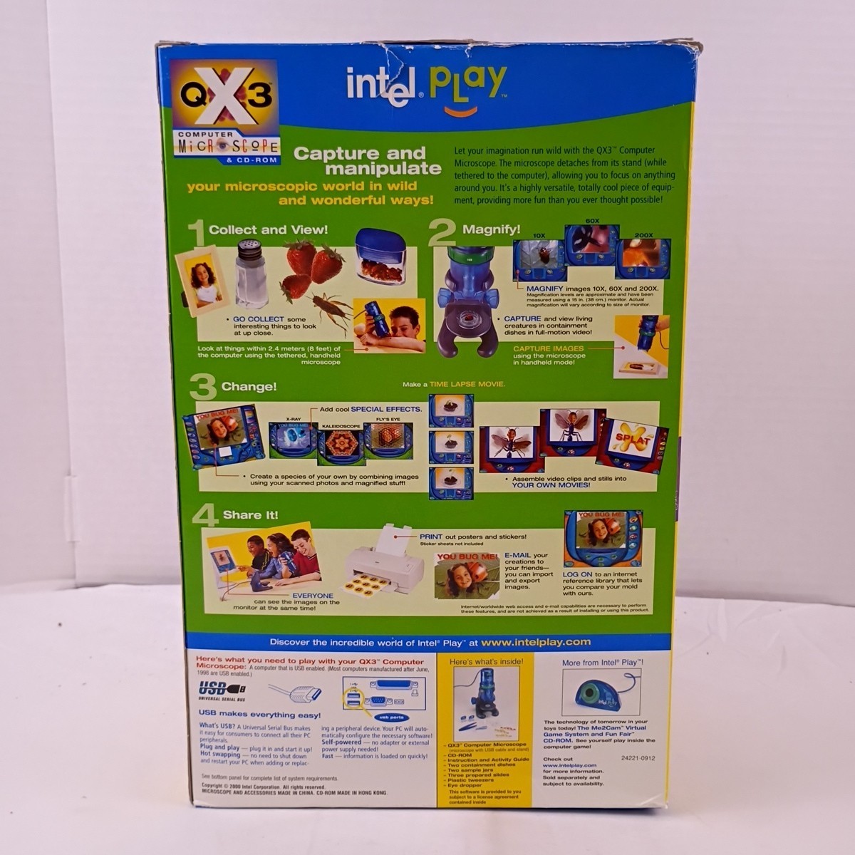 Intel Play QX3 Computer Microscope & CD-ROM Capture and Manipulate New in Box