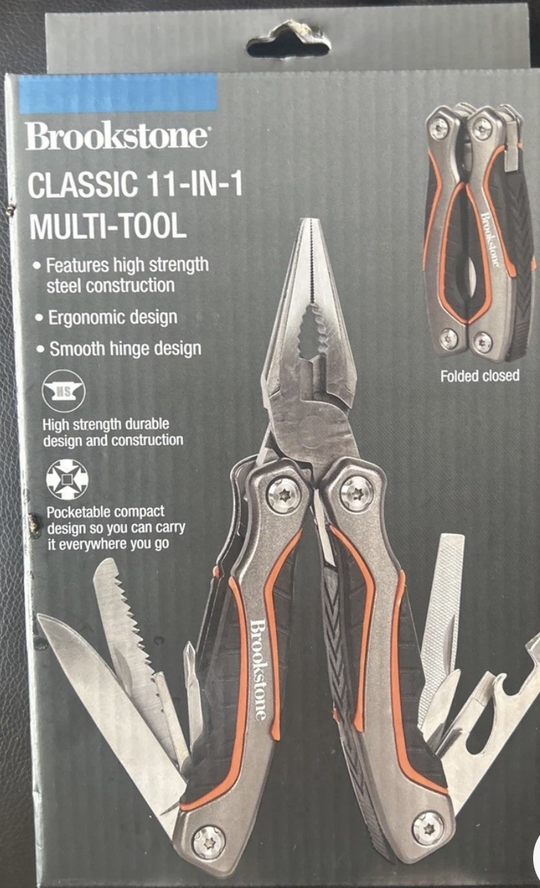 Brookstone Classic 11-in-1 Multi-Tool, Stainless Steel Blade, Steel Handle