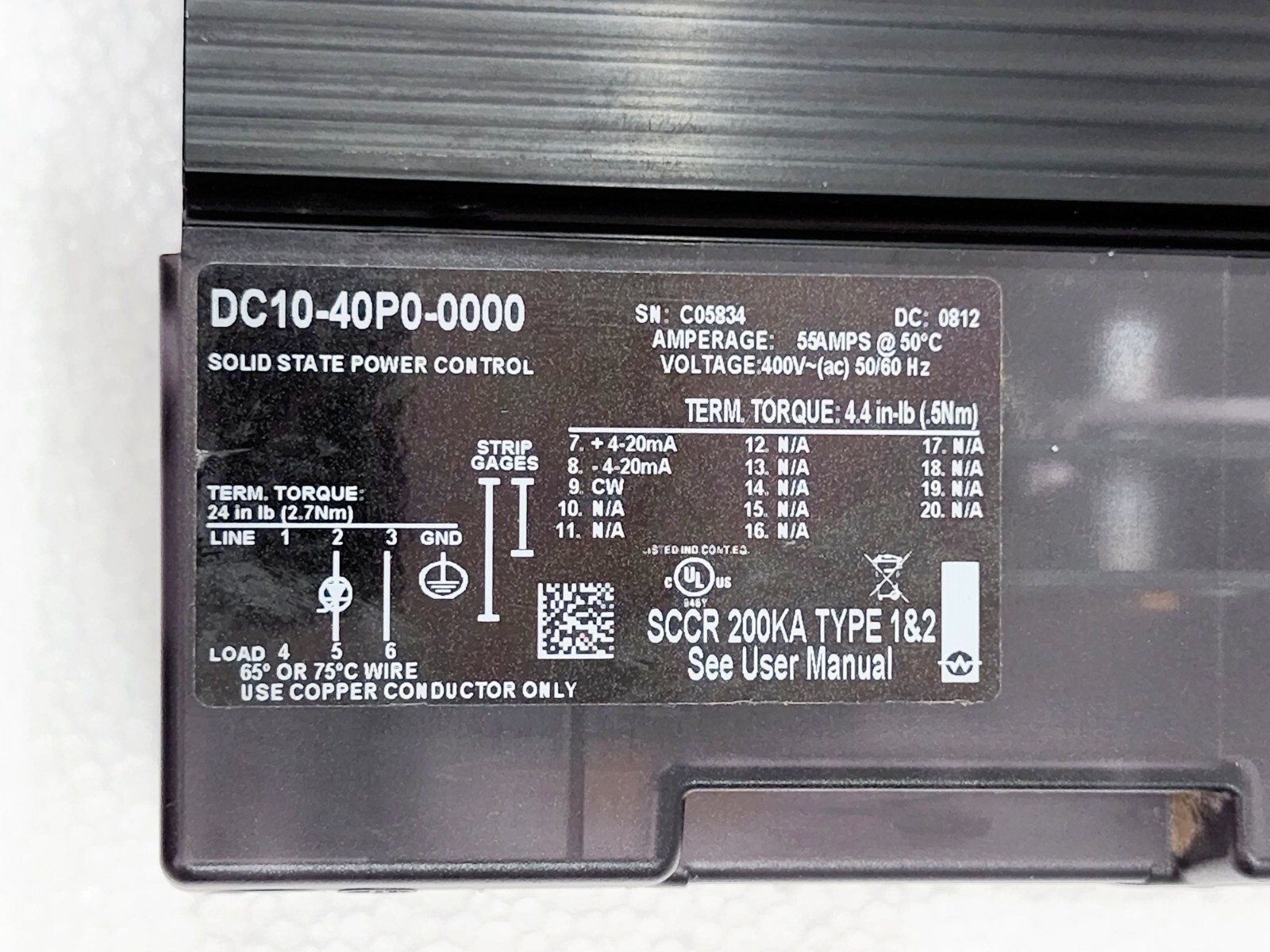 WATLOW DIN-A-MITE DC10-40P0-0000 POWER CONTROLLER 55A (NEW OPEN BOX)